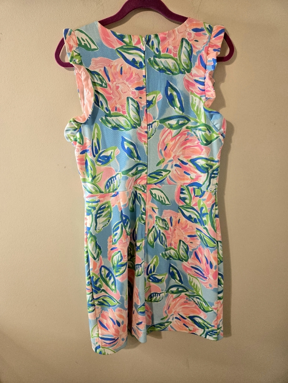 Lilly Pulitzer Carmelisa Shift Dress Totally Blossom Ruffle Sleeveless Size 12 - Picture 5 of 9